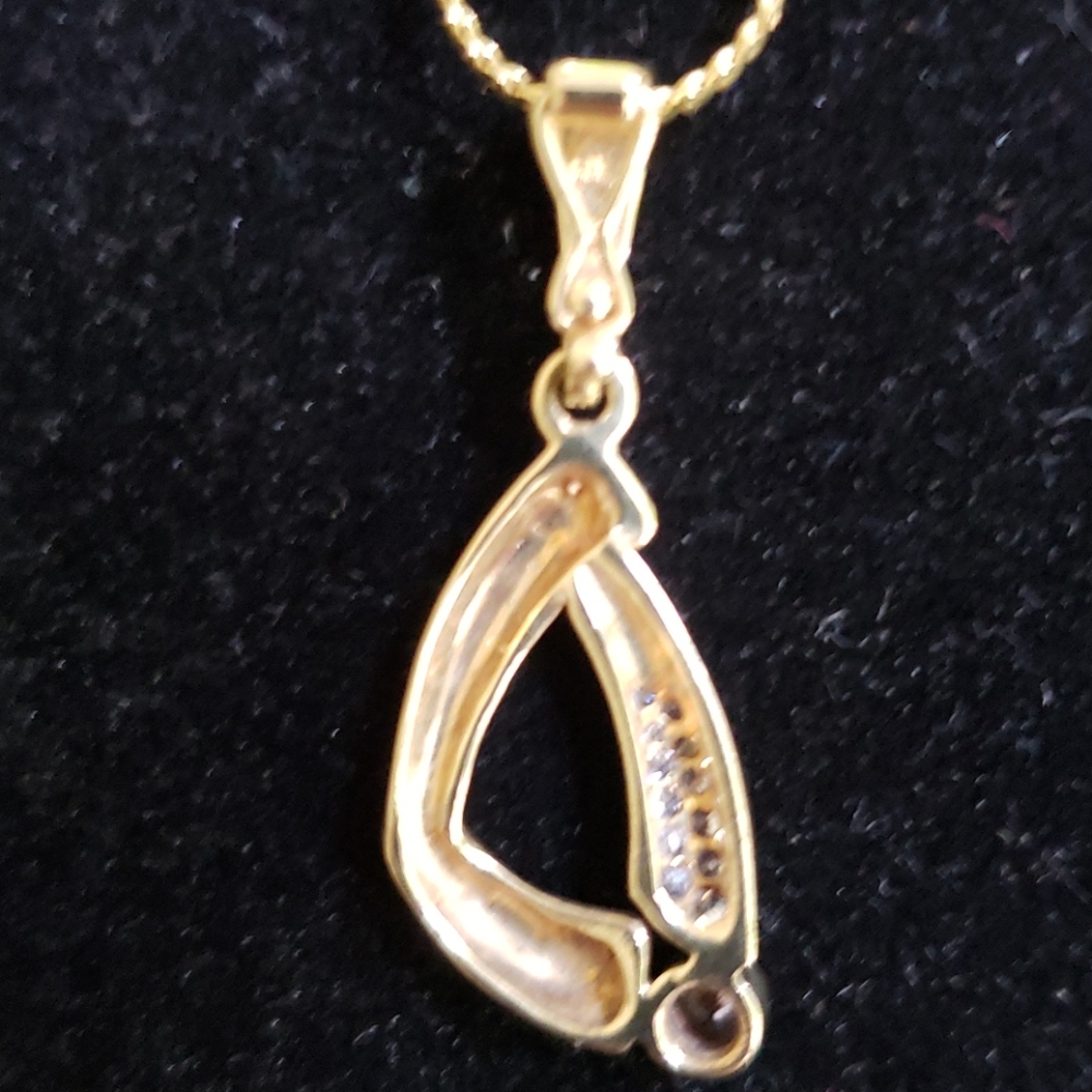 VTG 333er gold pendant/w. diamonds on 333er chain - Picture 3 of 9